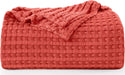 Cotton Waffle Blanket 300 GSM (Coral - 90X108 Inches) Soft Lightweight Breathable Bed Blanket King Size Layering Any Bed for All Season