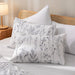 3Pcs White Comforter Set, Soft Microfiber Bedding Plant Flowers Printed Comforter with 2 Pillow Cases for All Seasons(Queen)