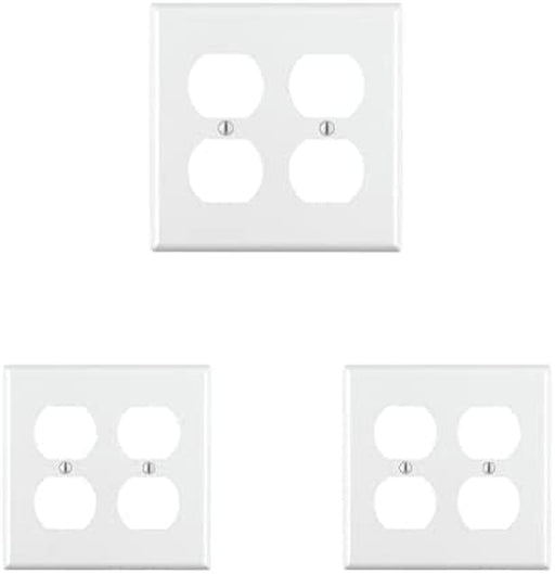 88016 2-Gang Duplex Device Receptacle Wallplate, Standard Size, Thermoset, Device Mount, White
