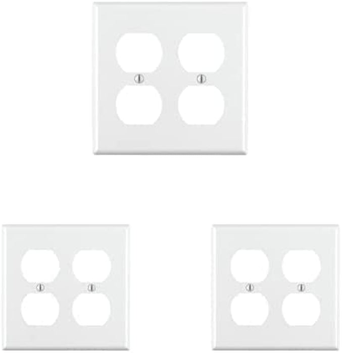 88016 2-Gang Duplex Device Receptacle Wallplate, Standard Size, Thermoset, Device Mount, White