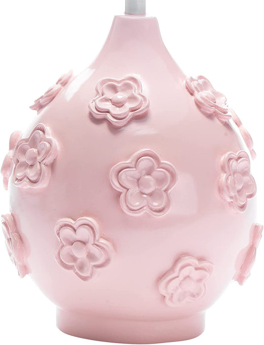 Signature Botanical Baby Pink Floral Nursery Lamp with Shade & Bulb