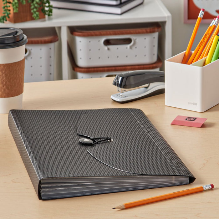 Pen + Gear Poly Durable 7 Pockets Expanding File, Textured Black
