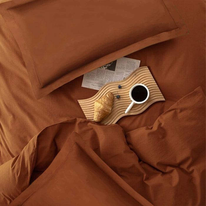 Bedding Comforter Set Queen Size, 7 Piece Boho Microfiber Bed in a Bag - Soft & Lightweight All Season Farmhouse down Alternative Comforter with Sheets for Women Men, Solid Burnt Orange