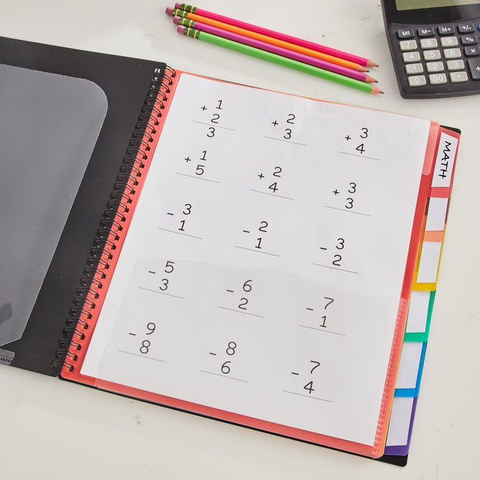 Pen+Gear 12 Pocket Spiral Poly Organizer, Black File Folders
