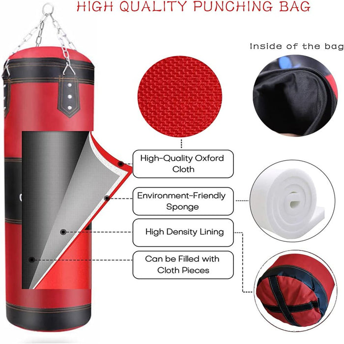 PVUEL Punching Bag with 2 Boxing Gloves Thai MMA Training Fitness Workout Sandbags Boxing Set