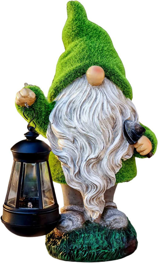 Garden Gnomes Decorations for Yard with Lantern Solar Light, 13" Cute Large Moss Garden Sculptures & Statues Outdoor Lawn Ornaments Garden Gifts for Spring Front Porch Patio