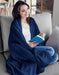 Fleece Blanket Queen Size Navy 300GSM Luxury Bed Blanket Anti-Static Fuzzy Soft Blanket Microfiber (90X90 Inches)