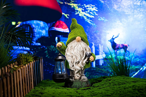 Garden Gnomes Decorations for Yard with Lantern Solar Light, 13" Cute Large Moss Garden Sculptures & Statues Outdoor Lawn Ornaments Garden Gifts for Spring Front Porch Patio