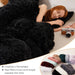 3 Pieces Furry Plush Duvet Cover Set, Black Faux Fur Comforter Cover Set, Luxury Soft Velvet Fuzzy Fluffy Bedding Set, Shaggy Duvet Cover with 2 Pillow Covers, Zipper Closure, Queen Size, Black