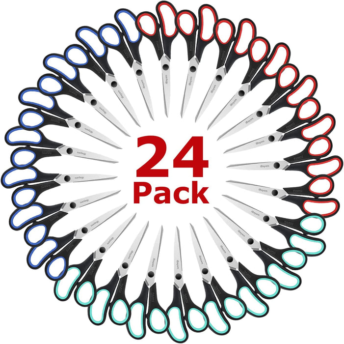 Scissors,  8" Multipurpose Scissors Bulk 3-Pack, Ultra Sharp Blade Shears, Comfort-Grip Handles, Sturdy Sharp Scissors for Office Home School Sewing Fabric Craft Supplies, Right/Left Hand