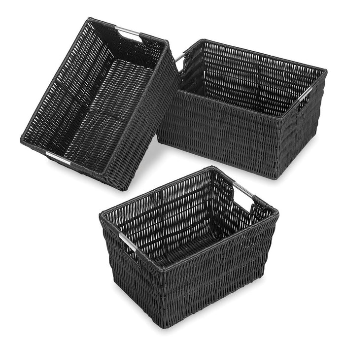 Whitmor Rattique® Storage Tote Baskets - Set of 3 - Black