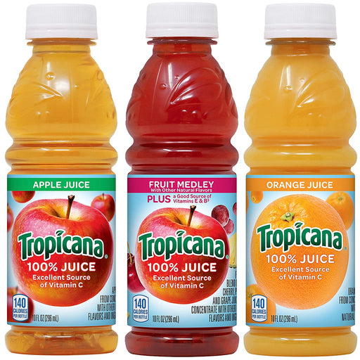 Tropicana 100% Juice 3-Flavor Classic Variety Pack,10 Fl Oz (Pack of 24)