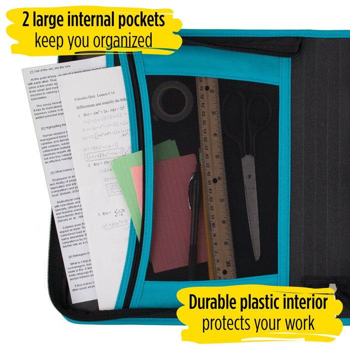 Five Star Xpanz 2" Zipper Binder, 380 Sheet, round Rings, Teal (28090HZ9)