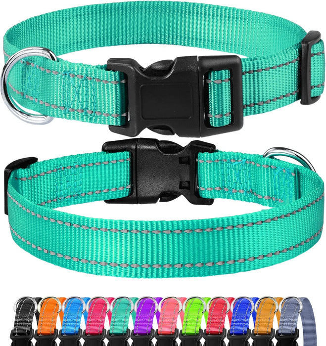 Reflective Dog Collar, Sturdy Nylon Collars for Large Girl and Boy Dogs, Adjustable Dog Collar with Quick Release Buckle, Red