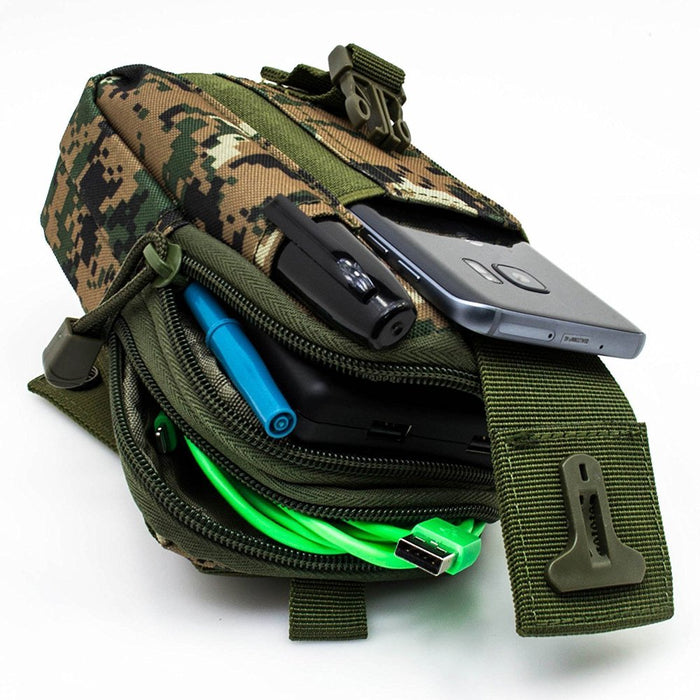 For Apple Iphone 14, 14 Pro, 13, 13 Pro, 12, 12 Pro, 11 Pro, XS, X, 8, 7, 6S, 6, Tactical Cover Smartphone Holster EDC Security Pack Carry Case Pouch Belt Waist Bag Gadget Money Pocket - Green Camo