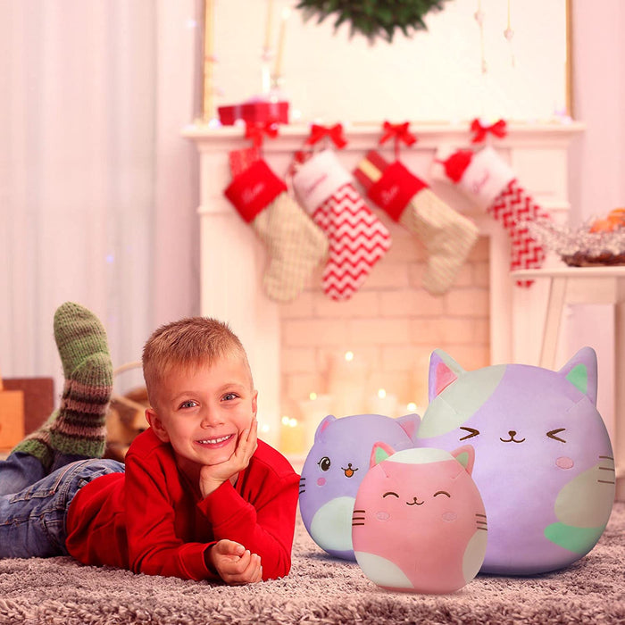 16'' and 8'' Cute Cat Plush Toys Stuffed Animal, 3 Pack Soft Kitten Plushies Toy Pillows Dolls Birthday Gift for Kids Girls Boys Throw Sleeping Hugging Pillow Sofa Cushion Home Decor