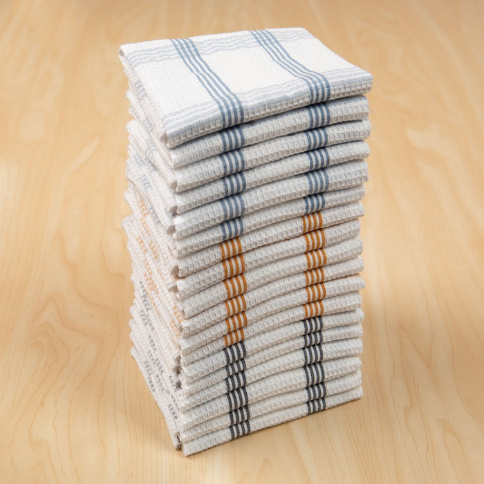 Mainstays Plaid Waffle Dishcloth 18 Pack, Gold, Blue and Gray