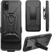 Alcatel TCL A3X A600DL Belt Clip Holster Kickstand Shock Proof Phone Case with Tempered Glass Screen Protector - Black