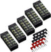 Terminal Block and Strip - 12Pcs (6 Sets) 4 Positions Dual Row 600V 25A Screw Terminal Strip Blocks with Cover + 400V 25A 4 Positions Pre-Insulated Terminals Barrier Strip Black & Red