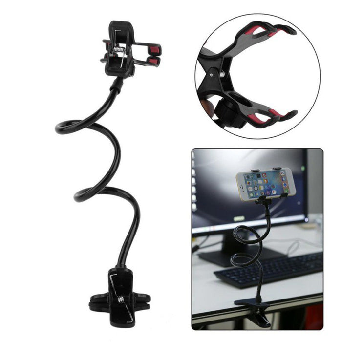 Phone Holder Bed Gooseneck Mount - Flexible Arm 363 Mount Clip Bracket Clamp Stand for Smartphones