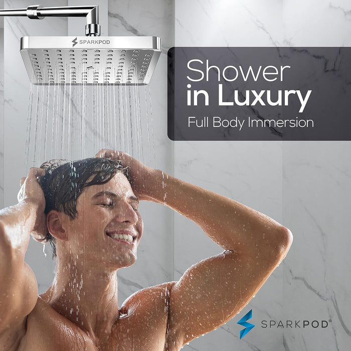 Shower Head - High Pressure Rain - Premium Quality Luxury Design - 1-Min Install - Easy Clean Adjustable Replacement for Your Bathroom Shower Heads (Luxury Polished Chrome, 6 Inch Square)