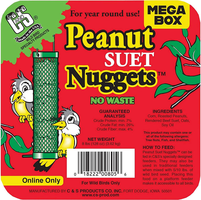 C&S Wild Bird Peanut Suet Nuggets Mega Box, 8 Pounds