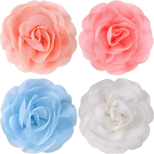4 Pieces Dog Flower Bow Collar Multicolored Pet Bow Collar Dog Charms Flower Set for Puppy Dog Collar Cat Pet Grooming Accessories (White, Peach Pink, Sky Blue, Flesh Pink)