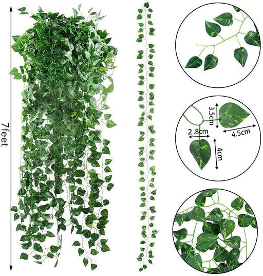 24 Pack 173Ft Artificial Ivy Greenery Garland, Fake Vines Hanging Plants Backdrop for Room Bedroom Wall Decor, Green Leaves for Jungle Theme Party Wedding Decoration