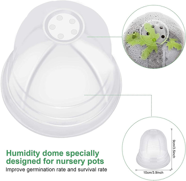 Plant Nursery Pots with Humidity Dome 4" Soft Transparent Plastic Gardening Pot Planting Containers Cups Planter Small Starter Seed Starting Trays for Seedling with 10Pcs Plant Labels，30 Sets