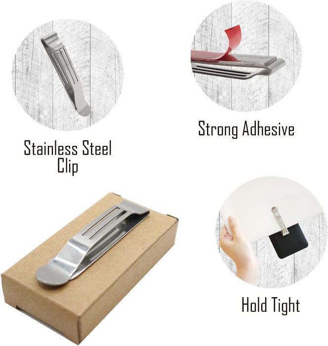 Attachable Pocket Clip for Smartphones GPS Walkie-Talkie Hip Clip 2 Pack Phone Clip for Belt Holster Stainless Steel Adhesive Accessories