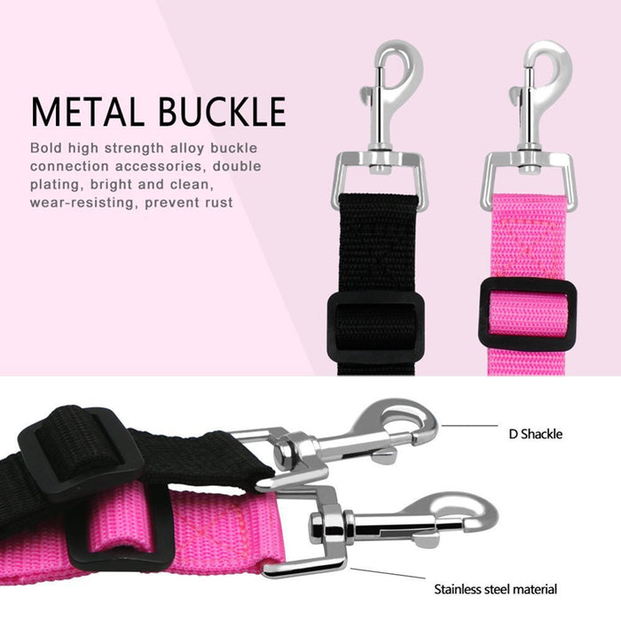 2Pcs Adjustable Pet Car Seat Dog Cat Auto Safety Leash Vehicle Seatbelt Harness (Black & Pink)