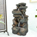 Rockery Tabletop Fountain - 16 H”5-Tier Resin Crafted Stacked Rockery Waterfall Fountain with Light&Cascading Water Stream for Indoor Outdoor, Relaxation Water Feature with Submersible Pump