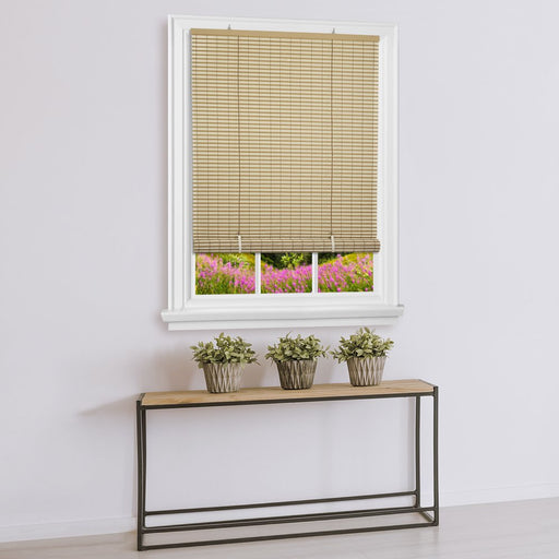 Achim Veranda Indoor/Outdoor Cordless Desert/Almond Vinyl Light Filtering Window Roll-Up Blind, 72" L X 36" W