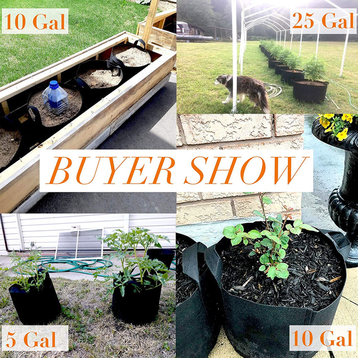 Gardzen 10-Pack 5 Gallon Grow Bags, Aeration Fabric Pots with Handles