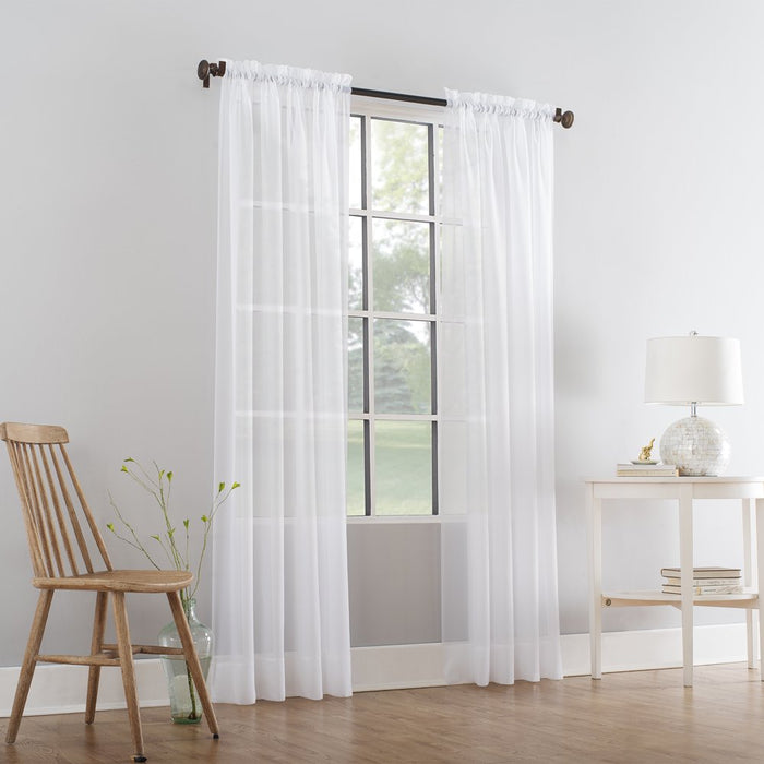 Mainstays Marjorie Sheer Voile Curtain, Single Panel, 59"W X 84"L, White