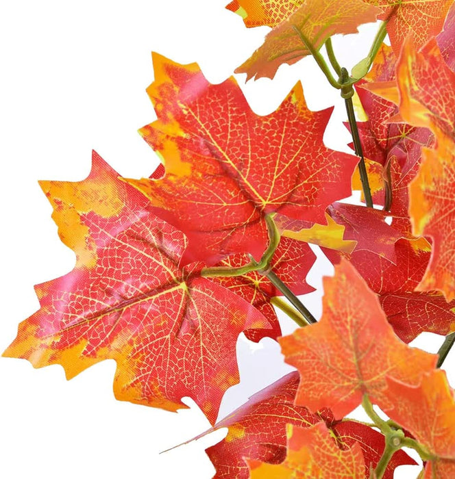 2 Pcs Artificial Maple Shrubs Fake Plants Fall Maple Leaf Bunches for Halloween Home Garden Office Decor, 11.8''