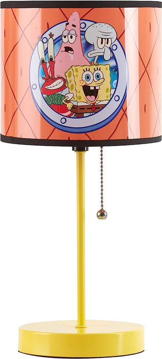 Idea Nuova Spongebob Stick Table Kids Lamp with Pull Chain, Themed Printed Decorative Shade