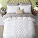 Oli Anderson Tufted Duvet Cover Queen Size, Soft and Lightweight Duvet Covers Set for All Seasons, 3 Pieces Boho Embroidery Shabby Chic Bedding Set (White, Queen, 90’’ X 90’’)