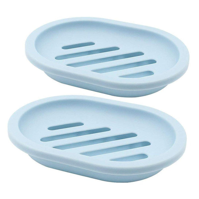 2Pcs Soap Dish for Shower Soap Box, Soap Saver Case Holder with Drain for Bathroom Counter, Shower, Kitchen, Keep Soap Dry and Clean, BLUE