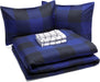 7-Piece Lightweight Microfiber Bed-In-A-Bag Comforter Bedding Set - Full/Queen, Black and Blue Buffalo Plaid