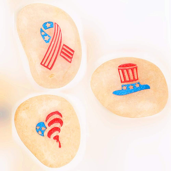 ROCKIMPACT 12-Pack US Patriotic Rocks - American Flag Decor Outdoor - USA Decorations for Home