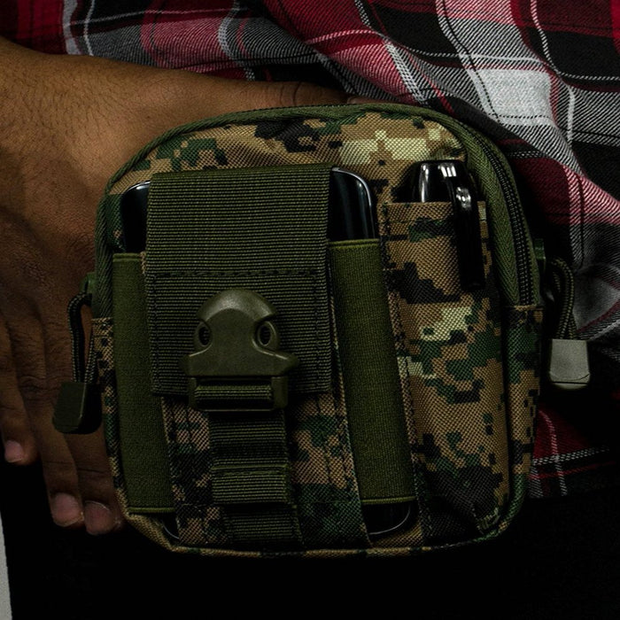 For Apple Iphone 14, 14 Pro, 13, 13 Pro, 12, 12 Pro, 11 Pro, XS, X, 8, 7, 6S, 6, Tactical Cover Smartphone Holster EDC Security Pack Carry Case Pouch Belt Waist Bag Gadget Money Pocket - Green Camo