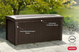 Borneo 110 Gallon Resin Deck Box-Organization and Storage for Patio Furniture Outdoor Cushions, Throw Pillows, Garden Tools and Pool Toys, Brown