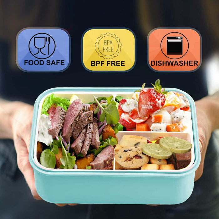 Bento Lunch Box for Adult, Bento Boxes with Fork Spoon&Muffin Silicone Cup, Compartment Bento Box Leak Proof, Microwavable Lunch Containers, Bento Box with Utensils for Work/Picnic