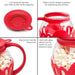 Patented Micro-Pop Microwave Popcorn Popper with Temperature Safe Glass, 3-In-1 Lid Measures Kernels and Melts Butter, Made without BPA, Dishwasher Safe, 1.5-Quart, Red