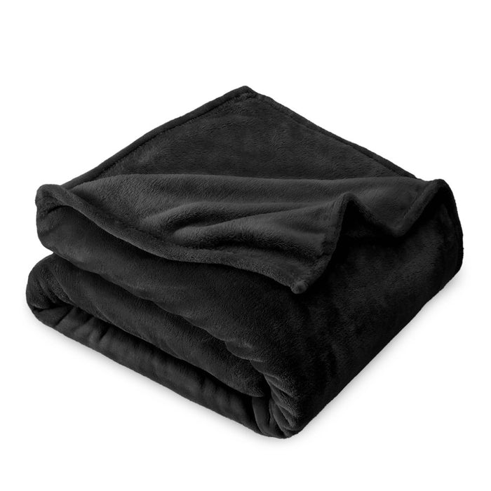 Microplush Fleece Blanket, Plush, Ultra Soft, Full/Queen, Black