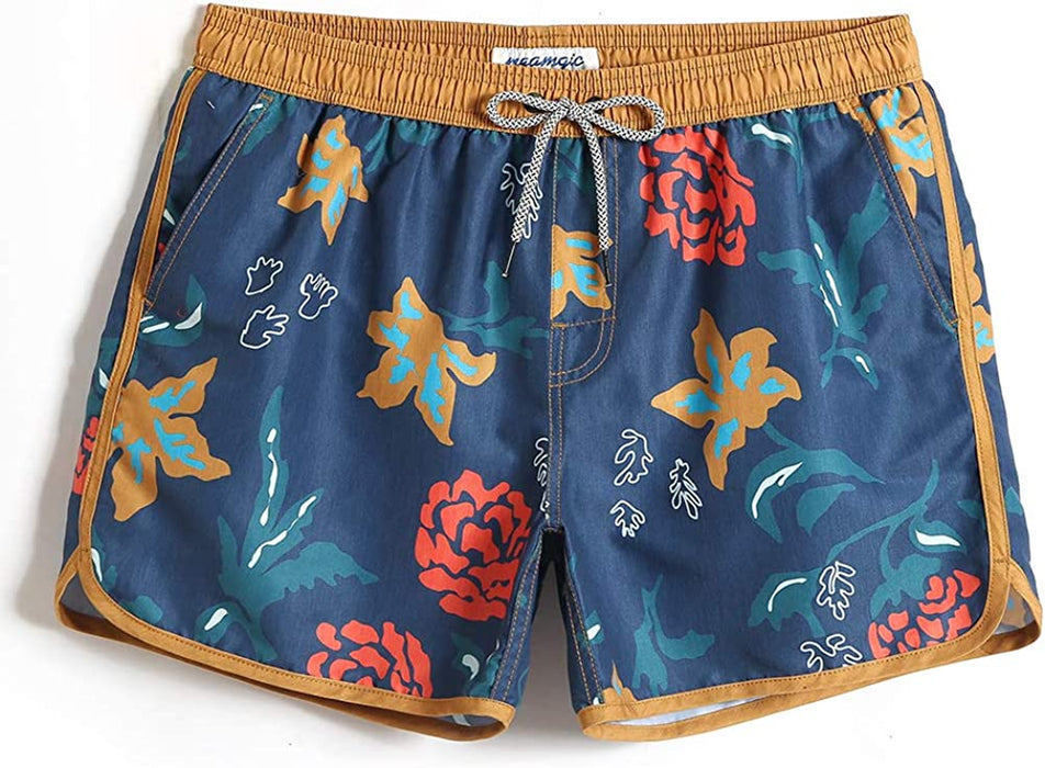 Mens Boys Short 80S 90S Vintage Swim Trunks with Mesh Lining Quick Dry Swim Suits Board Shorts