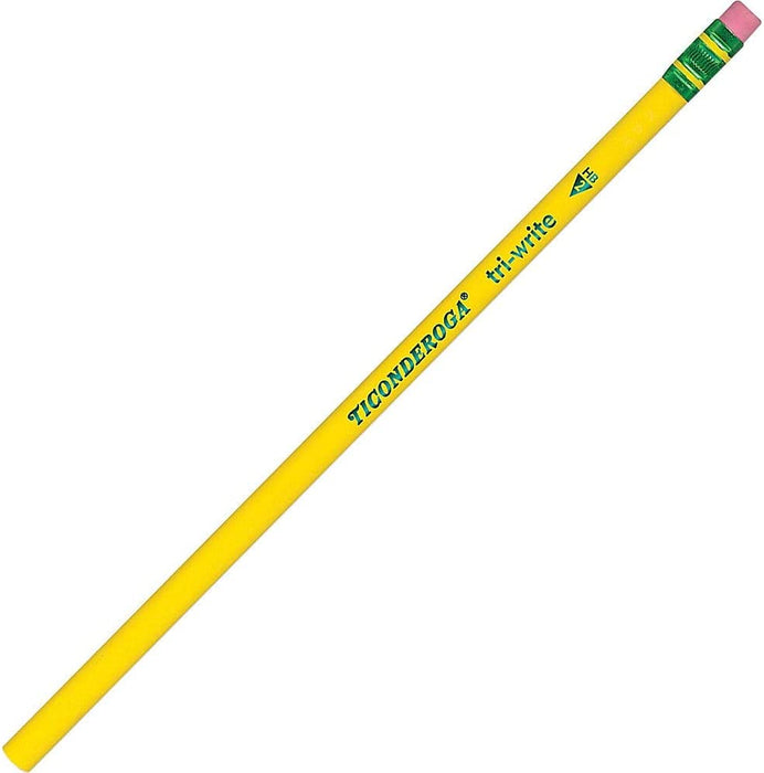 Ticonderoga Tri-Write Triangular Pencils, Wood-Cased #2 HB Soft, Yellow, 12-Pack (13856)