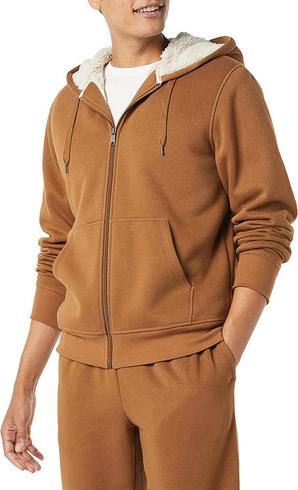 Amazon Essentials Men'S Sherpa-Lined Full-Zip Hooded Fleece Sweatshirt