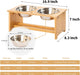 Raised Pet Bowls for Small and Medium Dogs, Bamboo Elevated Dog Cat Food and Water Bowls Stand Feeder with 2 Stainless Steel Bowls and anti Slip Feet (New 7'' Tall)